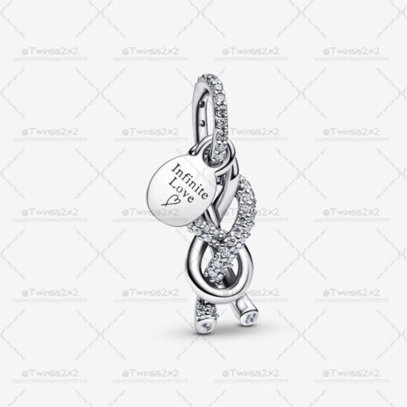 Pandora Pavé Infinity Knot Dangle Charm - Picture 1 of 2